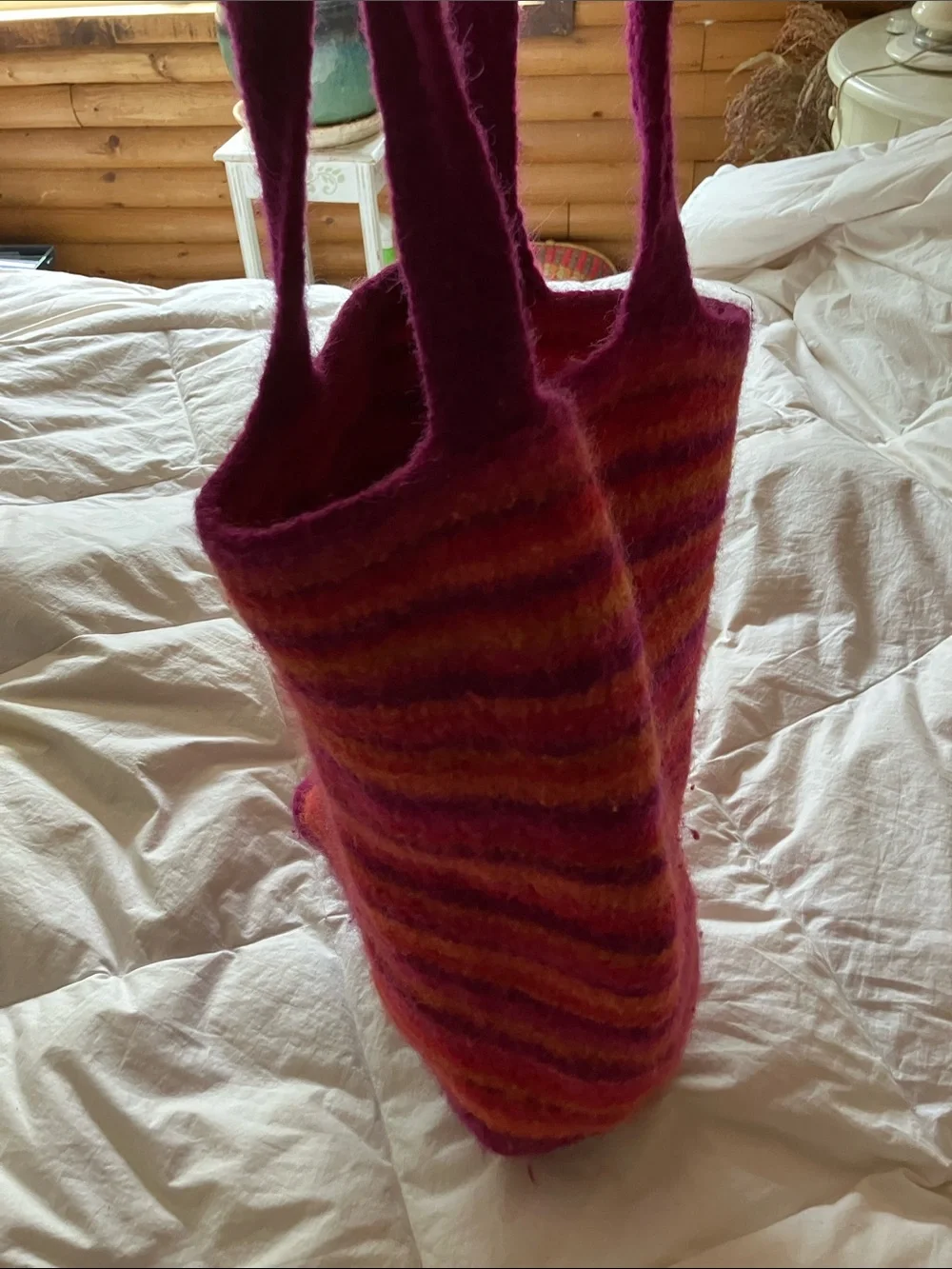 Felted Wool bag for beach or market or overnights huge 19” hand made wool